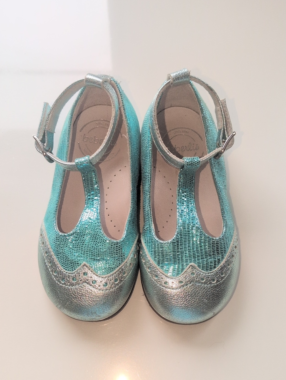 Beberlis Turquoise Leather Ankle-Strap Dress Shoes